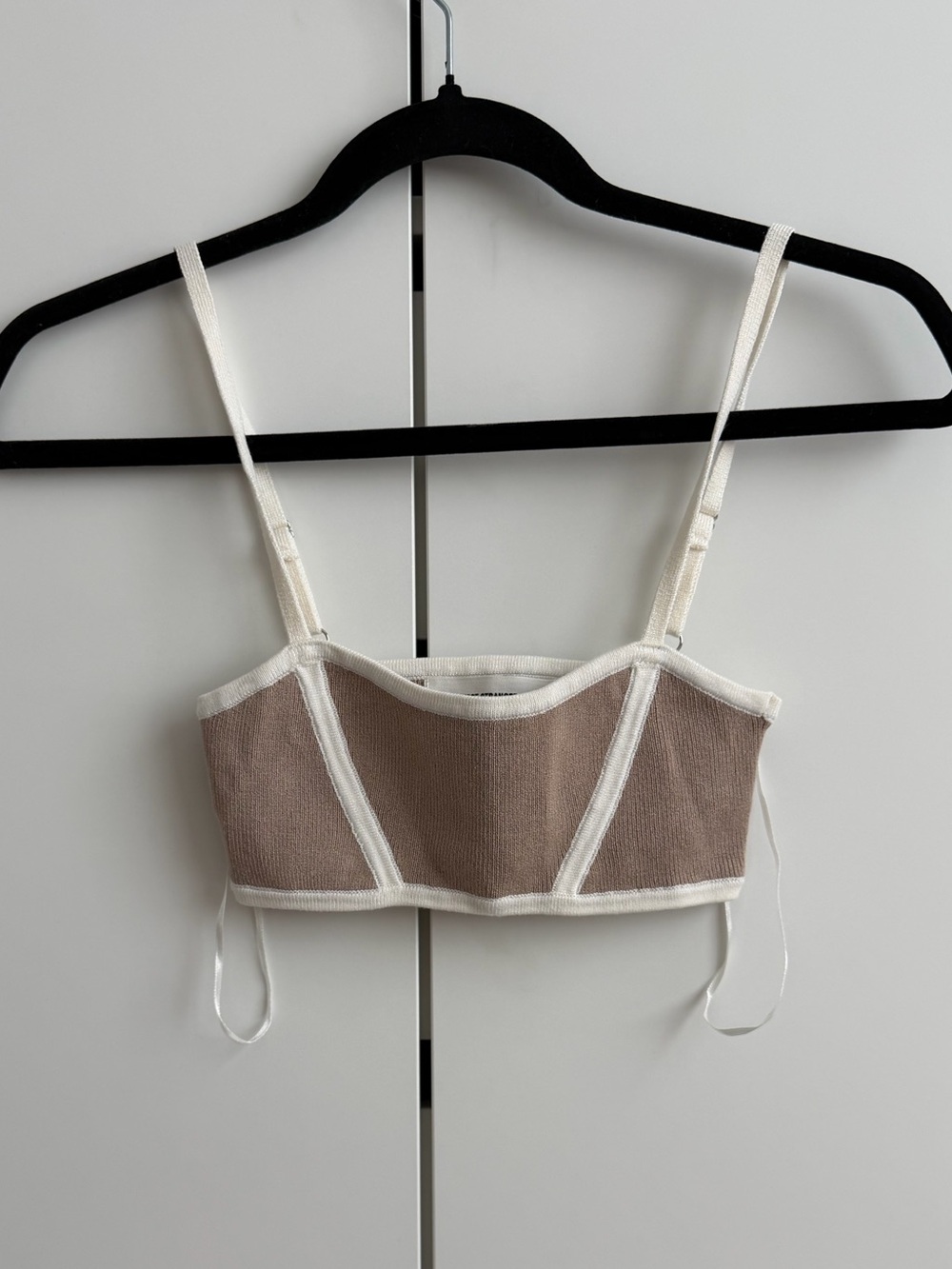 Contrast-Trim Cropped Bustier Top